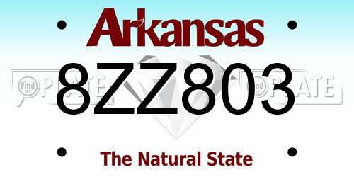 8ZZ803 Arkansas License Plate