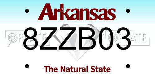 8ZZB03 Arkansas License Plate