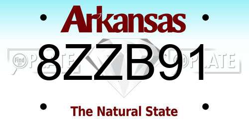 8ZZB91 Arkansas License Plate