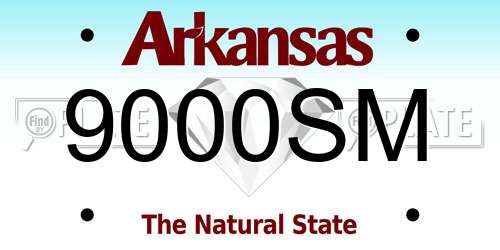 9000SM Arkansas License Plate