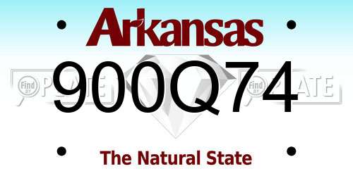 900Q74 Arkansas License Plate