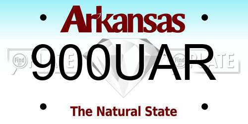 900UAR Arkansas License Plate