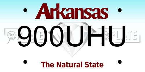 900UHU Arkansas License Plate