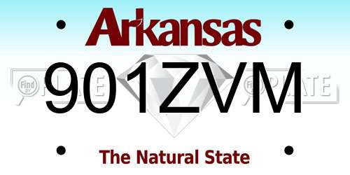 901ZVM Arkansas License Plate