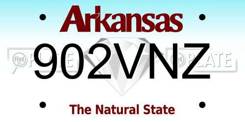902VNZ Arkansas License Plate