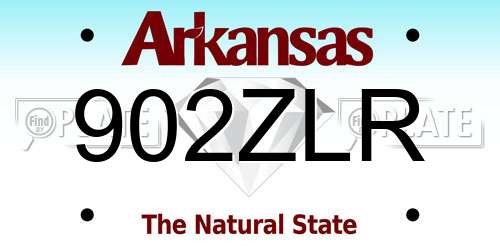 902ZLR Arkansas License Plate