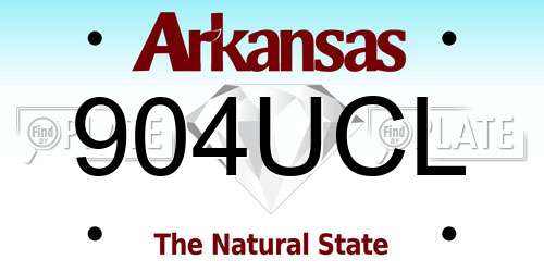 904UCL Arkansas License Plate