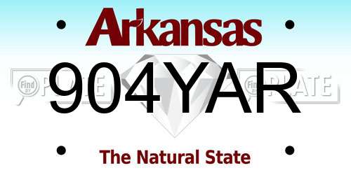 904YAR Arkansas License Plate