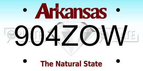 904ZOW Arkansas License Plate