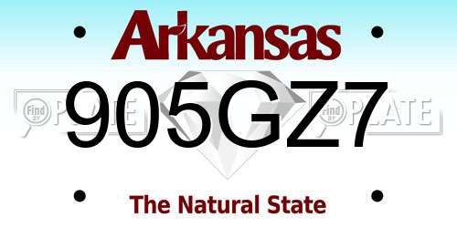 905GZ7 Arkansas License Plate