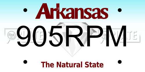 905RPM Arkansas License Plate