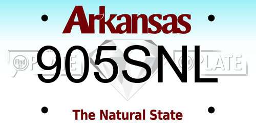 905SNL Arkansas License Plate