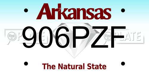 906PZF Arkansas License Plate