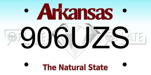 906UZS Arkansas License Plate
