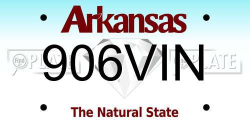 906VIN Arkansas License Plate