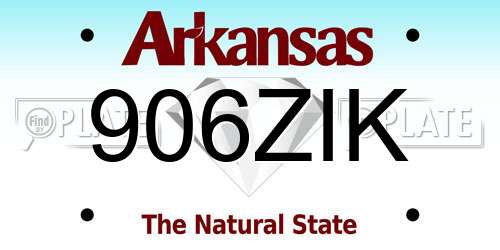 906ZIK Arkansas License Plate