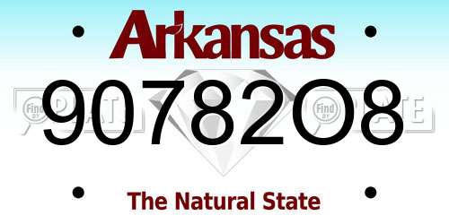 90782O8 Arkansas License Plate