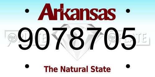 9078705 Arkansas License Plate
