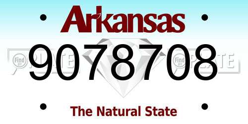 9078708 Arkansas License Plate