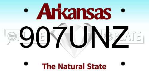 907UNZ Arkansas License Plate