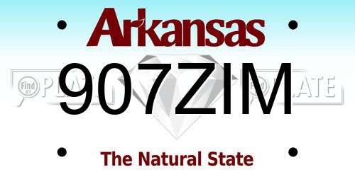907ZIM Arkansas License Plate