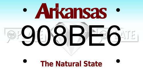 908BE6 Arkansas License Plate