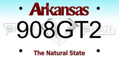 908GT2 Arkansas License Plate