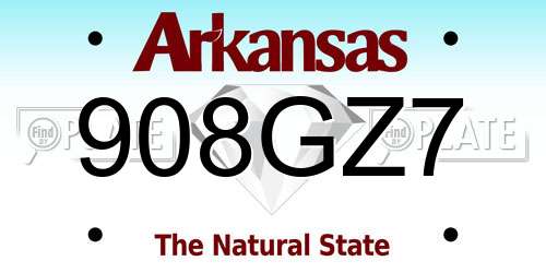 908GZ7 Arkansas License Plate