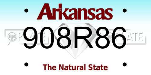 908R86 Arkansas License Plate