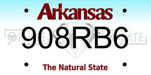 908RB6 Arkansas License Plate