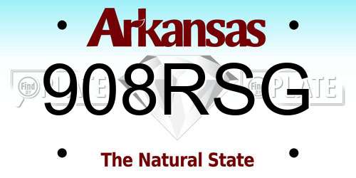 908RSG Arkansas License Plate