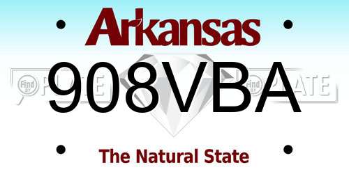 908VBA Arkansas License Plate