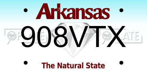908VTX Arkansas License Plate