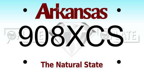 908XCS Arkansas License Plate