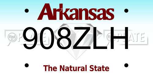 908ZLH Arkansas License Plate