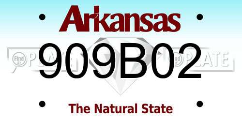 909B02 Arkansas License Plate