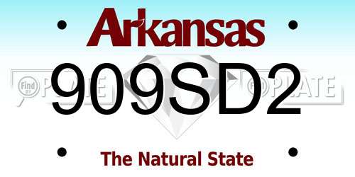 909SD2 Arkansas License Plate