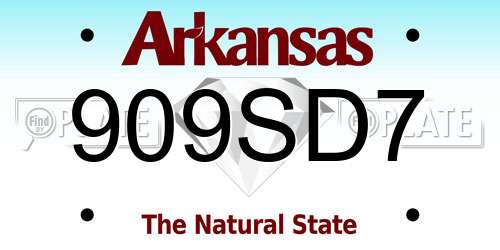 909SD7 Arkansas License Plate