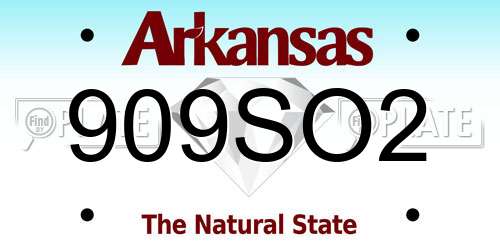 909SO2 Arkansas License Plate