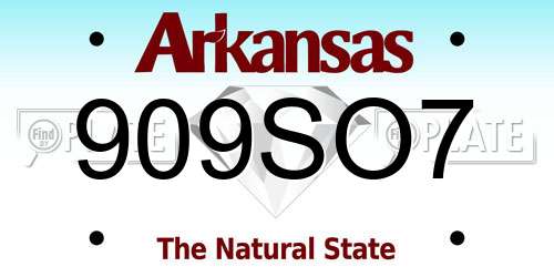 909SO7 Arkansas License Plate