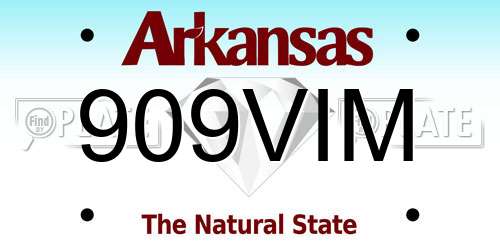 909VIM Arkansas License Plate