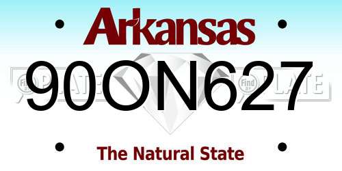 90ON627 Arkansas License Plate