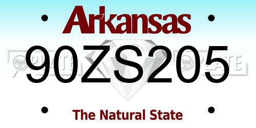 90ZS205 Arkansas License Plate