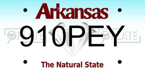 910PEY Arkansas License Plate