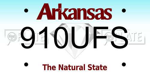 910UFS Arkansas License Plate