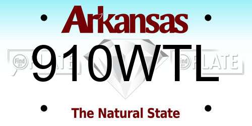 910WTL Arkansas License Plate