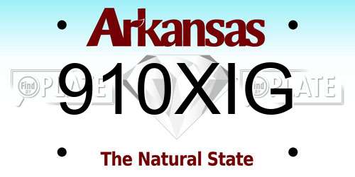 910XIG Arkansas License Plate