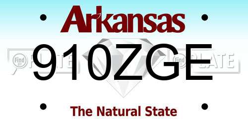 910ZGE Arkansas License Plate