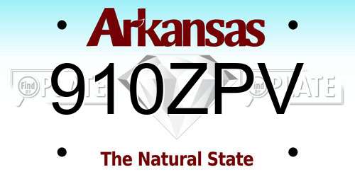 910ZPV Arkansas License Plate