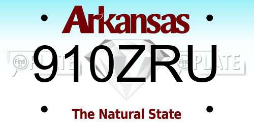 910ZRU Arkansas License Plate